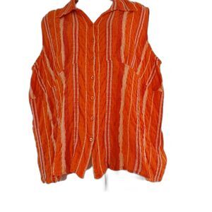 St. Johns Bay top orange  sleeveless button up lightweight sz1X summer beach